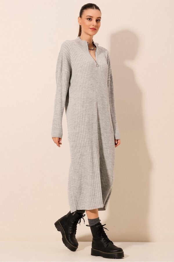 Robe tricot longue grise