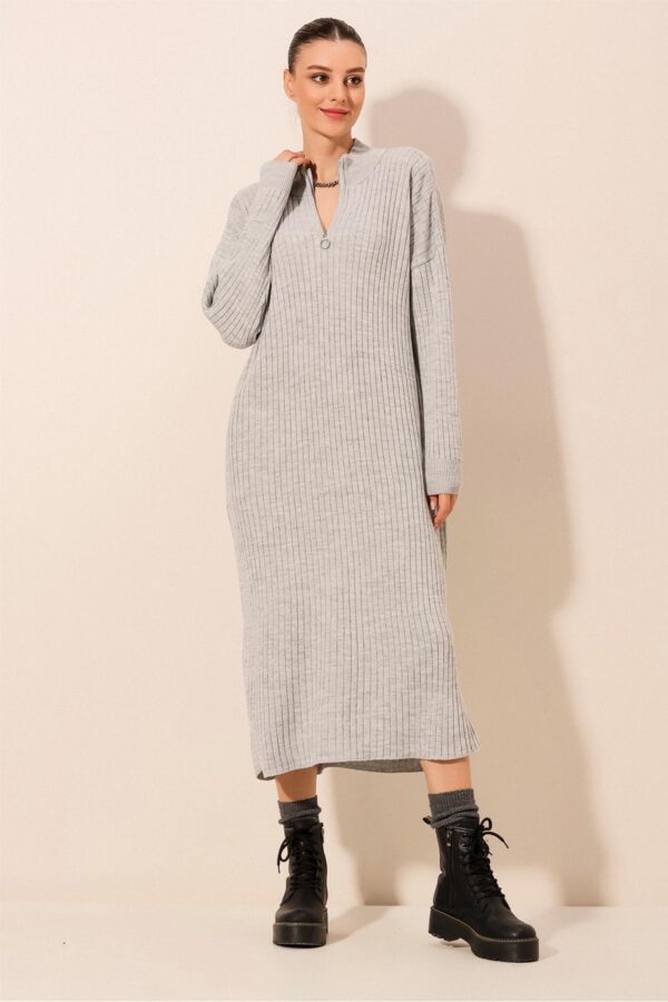Robe tricot longue grise